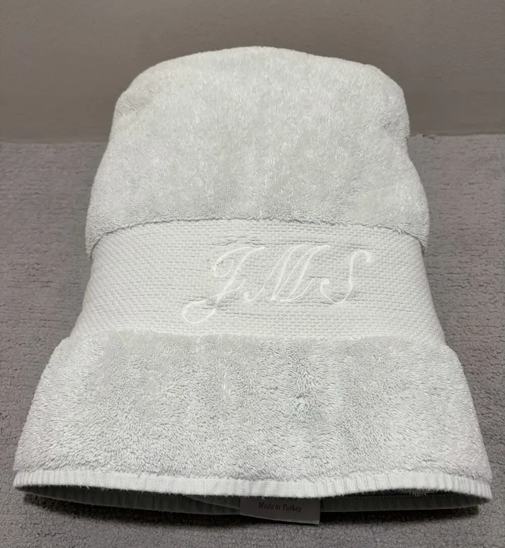FRONTGATE Resort Collection Turkish Oversized Bath Towel Light Green Monogrammed